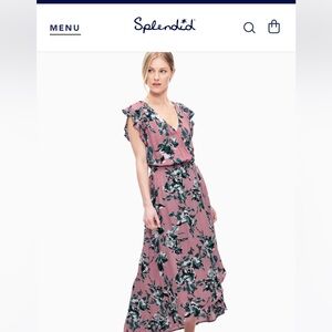 Splendid Floral Wrap Midi Dress